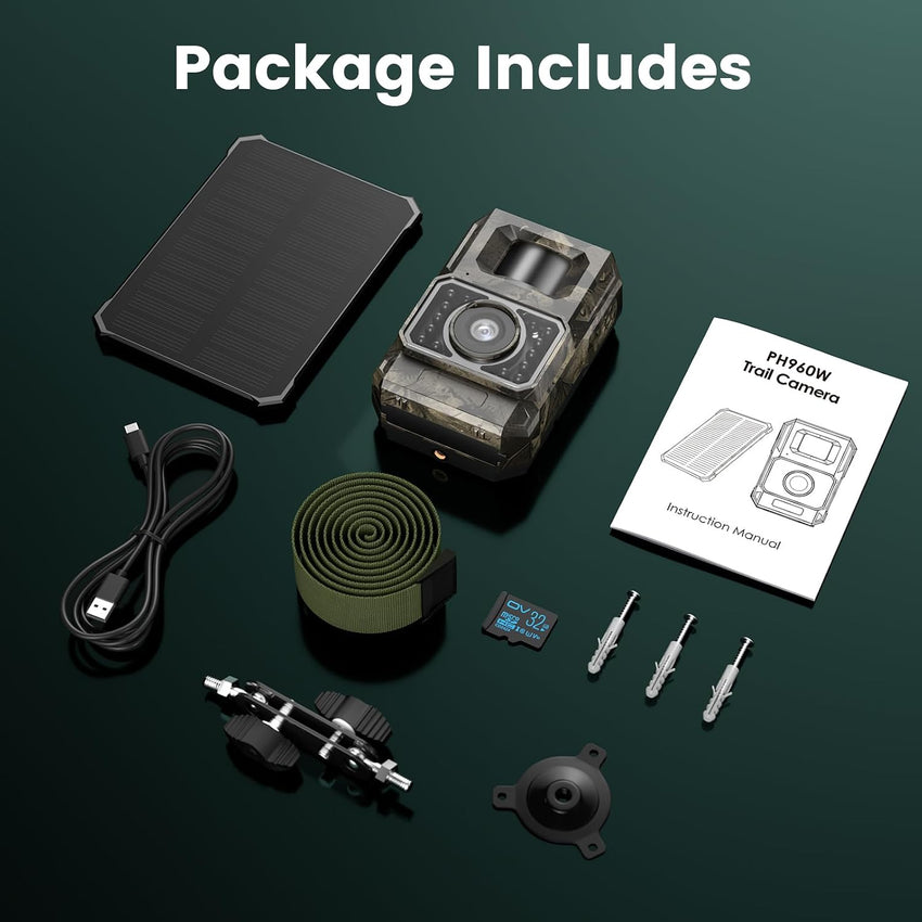 MAXDONE 4K 64MP Solar Wildlife Camera WiFi Bluetooth â Waterproof IP66