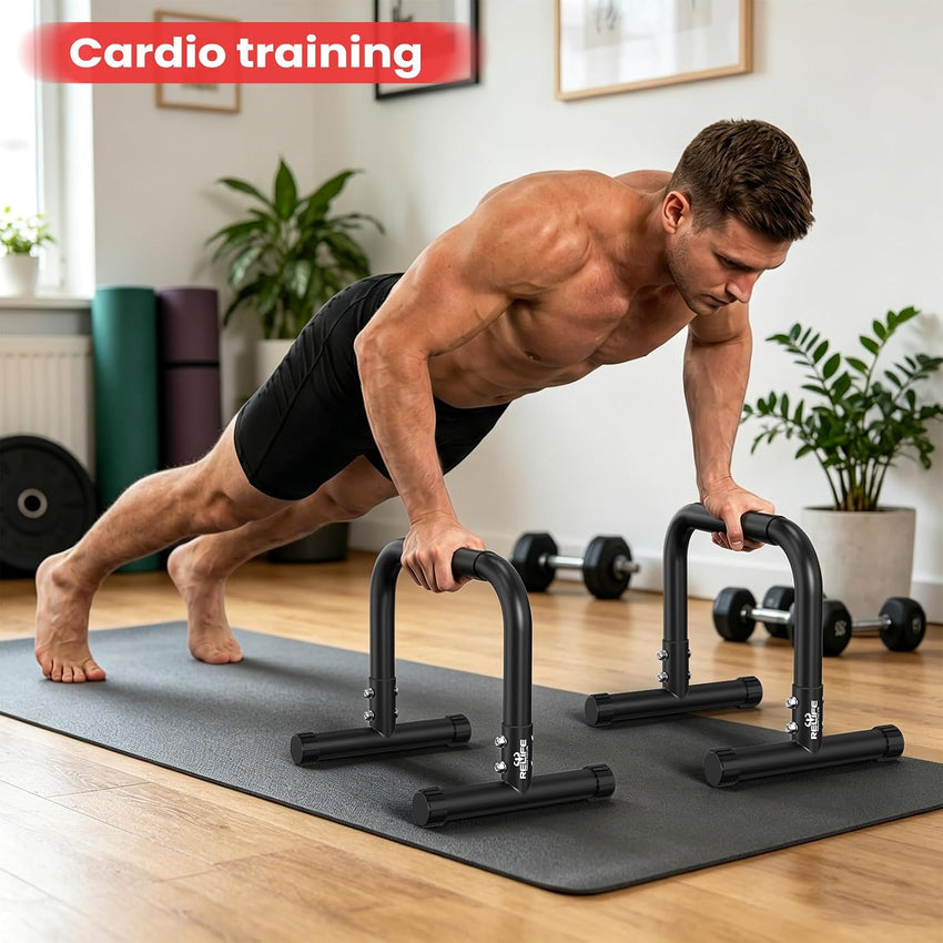RELIFE Dip Station Adjustable Height Calisthenics Bar â Black