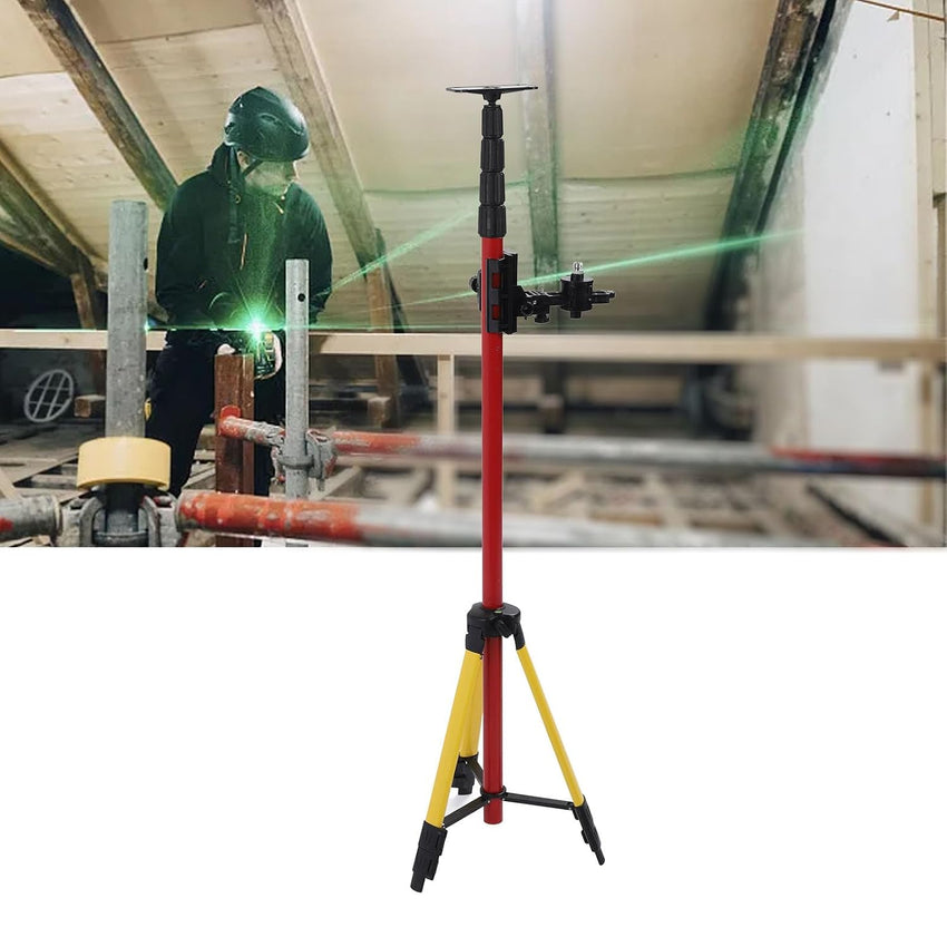 Ejoyous Telescoping Pole, 114 to 388cm Level Support Pole Stainless Steel Laser Level Telescoping Mounting Pole Multifunctional Telescoping Level Support Rod with Adjustable Base