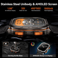 KOSPET Tank M3 Ultra Smart Watch with GPS, 1.96'' AMOLED HD Display, 480mAh Large Battery, 5ATM&IP69 Waterproof, AI Voice Assistant, Rugged Military Full Metal Body Smartwatch for Android iOS (Black)