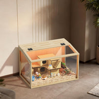 Wooden Hamster Cage Large Chewproof Openable Top Acrylic Panels Solid Build â 60 x 40 x 40 cm