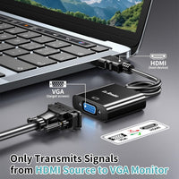 HD to VGA, 1080PHD to VGA Adapter Male to Female Gold-Plated Adapter for Computer, Laptop, PC, Monitor, HDTV, Digital to Analog Converter Cable for Xbox 360, PS3, TV Box to Projector Displayer (Black)