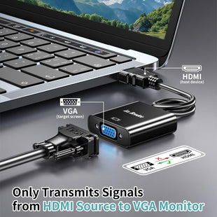 HD to VGA, 1080PHD to VGA Adapter Male to Female Gold-Plated Adapter for Computer, Laptop, PC, Monitor, HDTV, Digital to Analog Converter Cable for Xbox 360, PS3, TV Box to Projector Displayer (Black)