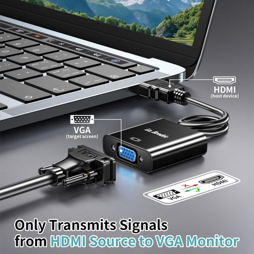 HD to VGA, 1080PHD to VGA Adapter Male to Female Gold-Plated Adapter for Computer, Laptop, PC, Monitor, HDTV, Digital to Analog Converter Cable for Xbox 360, PS3, TV Box to Projector Displayer (Black)