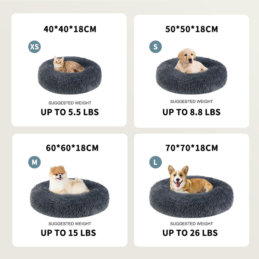 Belababy Donut Dog Bed Washable Light Grey 70cm