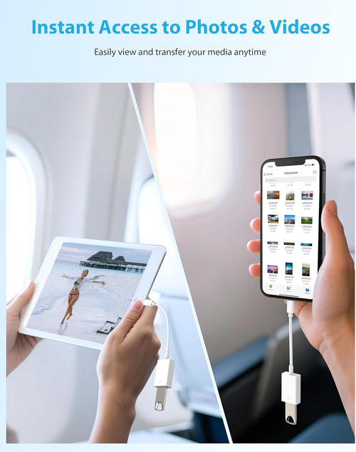 BOUTOP Apple MFi Certified Lightning to USB Adapter for Camera Support Hubs, Ethernet Adapter, MIDI Keyboard, Card Reader Compatible with iPhone iPad, White