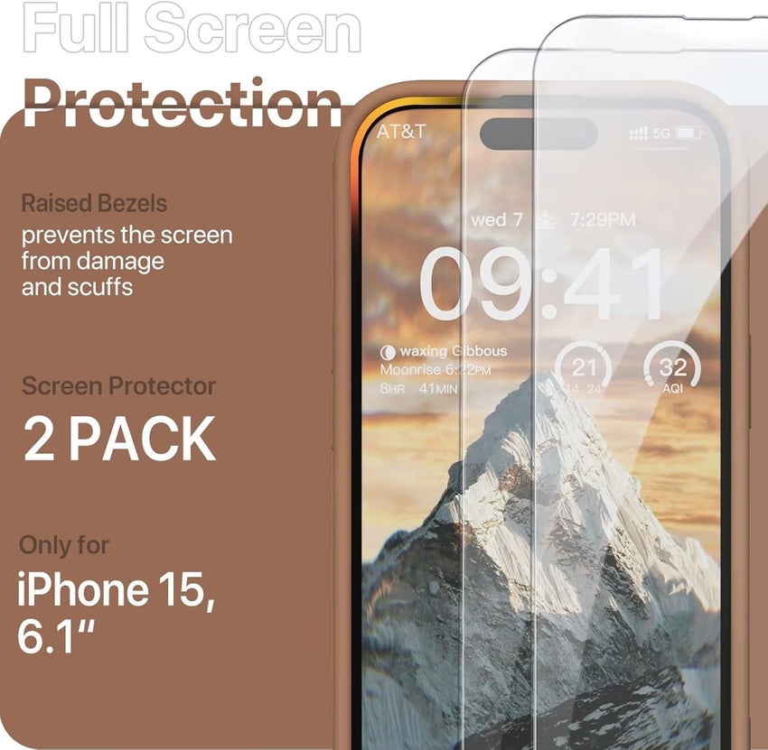 GOODVISH 3 IN 1 for iPhone 16 Pro Case 6.3 inch, Upgraded Camera Protection, 2X HD Screen Protector, Liquid Silicone Anti-Scratch Shockproof Gel Rubber Anti-Fingerprint Phone Case Cover, Stone Grey