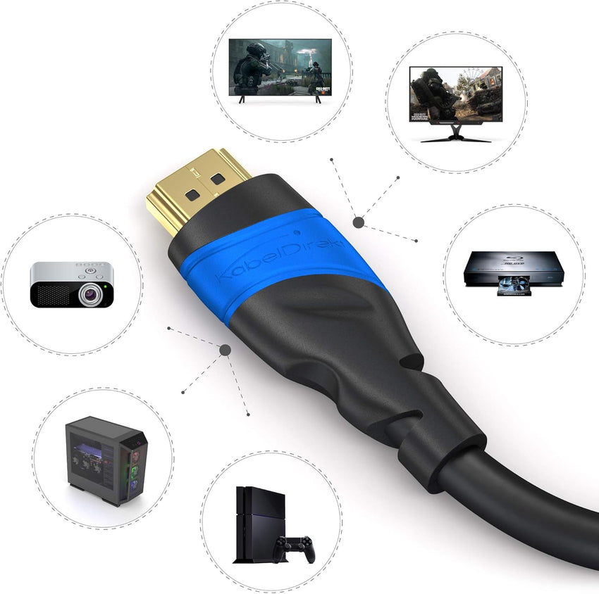 KabelDirekt - 8K / 4K HDMI Cable - 2x 4m & More HDMI Cables (0.15m-22.5m) - German-Engineered HDMI Lead - Supports 10K/8K@60Hz/4K@120Hz - HDMI Cable for HDTV, PC, PS5, Xbox, Switch