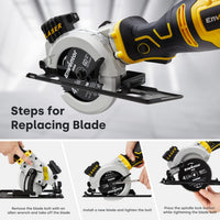 Enventor Mini Circular Saw, 705W 3500RPM Pure Copper Motor Compact Electric Circular Saw with Laser Guide, 6 Blades(115mm), Max Cutting Depth 42.8mm(90ÃÂ°), 28mm(45ÃÂ°) for Wood, Soft Metal, Tile, Plastic