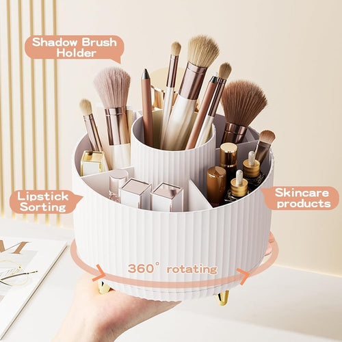 PCKOBEVER Makeup Organizer,Makeup Brush Holder Cosmetic Storager,360ÃÂ° Rotating Brush Organiser Make Up Storage,Portable Lipstick Organiser With 5 Compartments for Dressing Table, Bedroom,Office