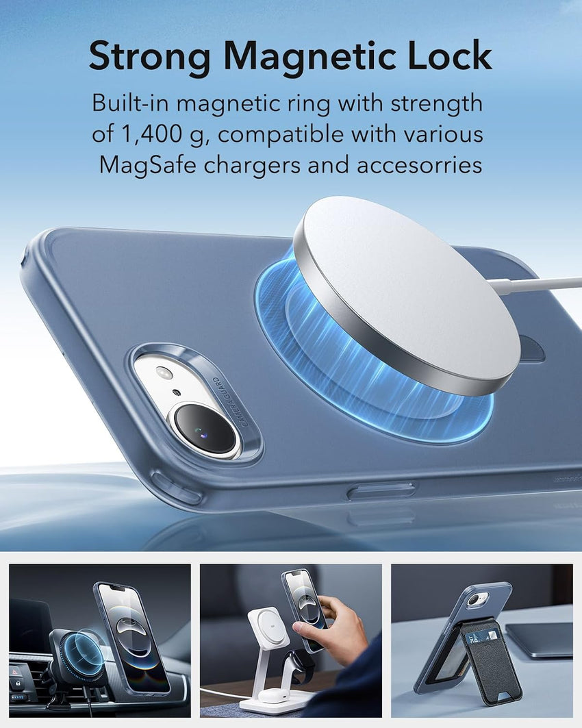 ESR for iPhone 16 Case, Compatible with MagSafe, Camera Protection, Shockproof Thin Cover, Resists Yellowing and Scratches, Magnetic Phone Case for iPhone 16, Zero Series, Frosted Blue