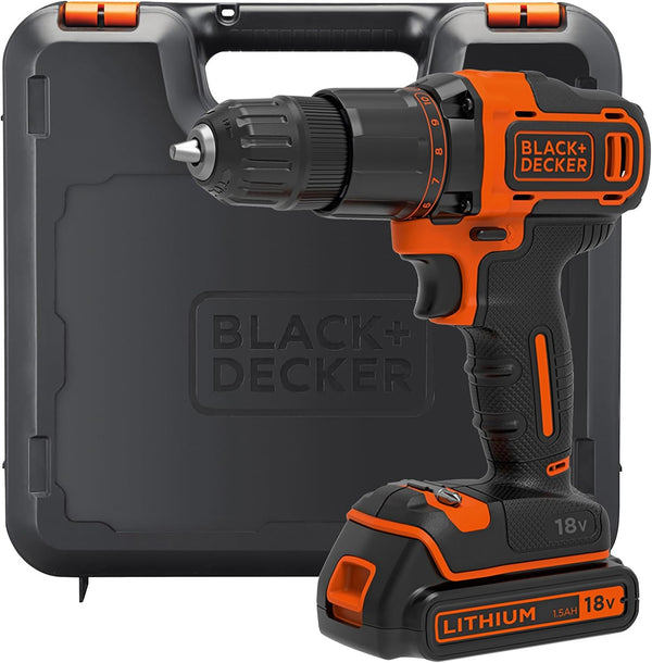 BLACK+DECKER 18V Hammer Drill with Battery, Charger, and Kitbox, BCD700S1K-GB