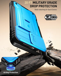Poetic Revolution Case for iPhone 16 Pro Max 6.9 inch, [Slide Camera Cover], Full-Body Military Grade Rugged Shockproof Cover Broken KickstandLight Blue