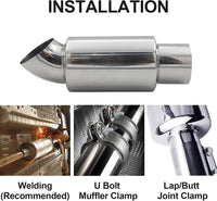 Krtopo 2.5" (63MM) Inlet Exhaust Muffler Silencers Stainless Steel Exhaust Resonator Bent Pipe Muffler Diesel Tip 2.5" (63MM) Outlet for Car Sedan SUV Truck Vehicles