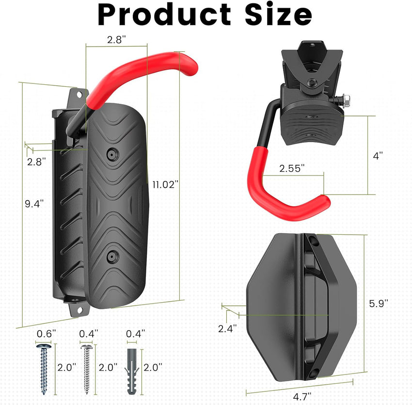 Housolution Swivel Bike Wall Mount, Vertical Bike Rack Wall Hanger, Bike Hangers for Garage, Mountain Bike Wall Mounts, Bicyckle Storage Rack for Garage, Holds up to 66lbs, Easy to Install (4 Pack)
