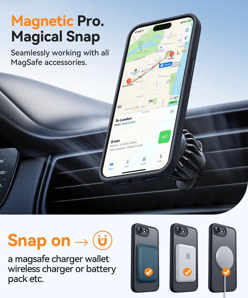CANSHN Magnetic Shockproof for iPhone 17e / 16e Case, Black