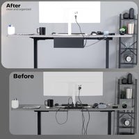 VIVO Under Desk 43cm Extra Deep Cable Management Trays, Power Strip Holders, Cord Organizers, Wire Tamers for Office and Home, Black, 2 Pack, DESK-AC16-2C