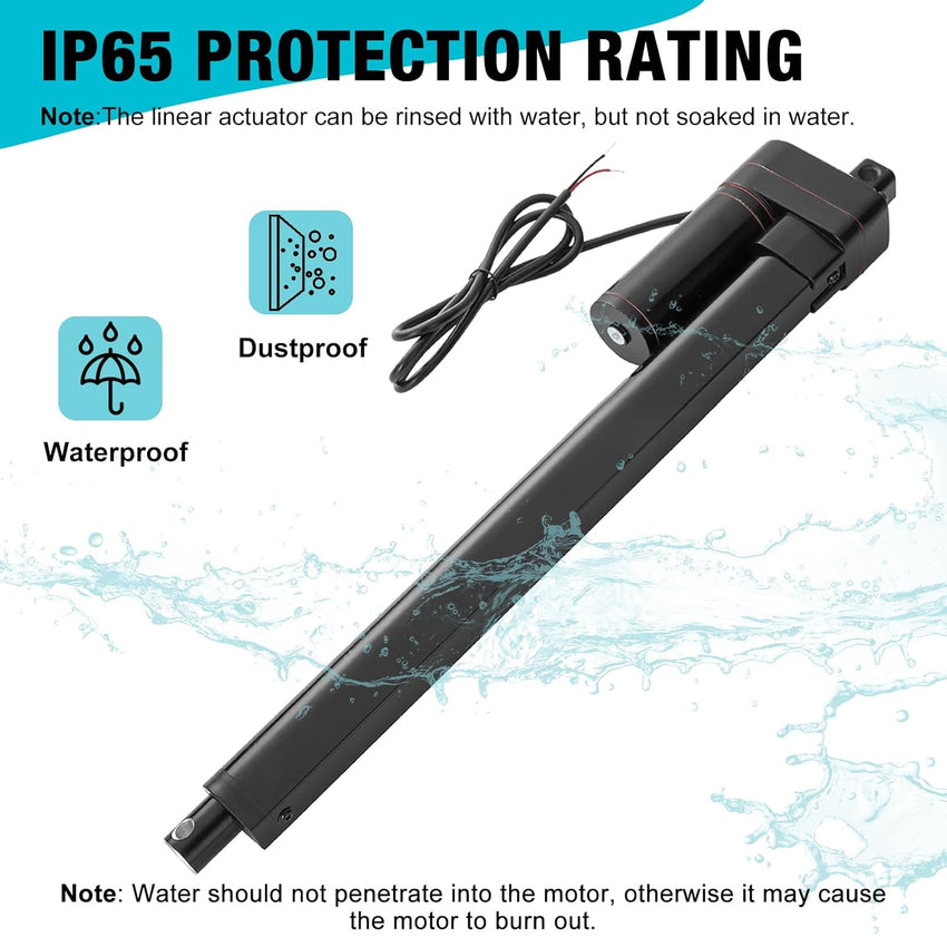 12V Linear Actuator 700mm Stroke 330lbs/1500N IP65 Waterproof 10mm/s Heavy Duty with Mounting Brackets Ã¢ÂÂ 28in