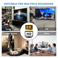 NFHK HDMI Male to HDMI 2.1 Female Flat Horizontal 90 Degree Right Angled UHD Extension Adapter Support 8K 60hz HDTV