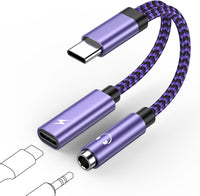USB C to 3.5mm Jack and Charger Adapter USB C Headphone Adapter Splitter