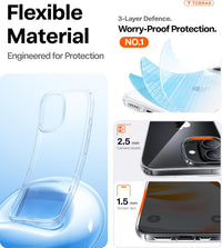 TORRAS Crystal Clear for iPhone 17 Case, NO.1 Anti-Yellowing Certified by RoHS [12FT Military-Grade Protection] Thin Slim Soft Case for iPhone 17 cover- Clear