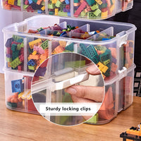 Stackable Toy Storage Case Plastic with Lids & Buckles 1-Tier Yellow