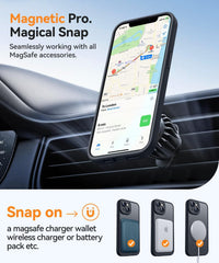 CANSHN Magnetic Compatible with iPhone 14 Case(6.1 Inch), Upgraded [Full Camera Protection] [Compatible with Magsafe] [Translucent Matte] Shockproof Protective Bumper Phone Case Cover - Black