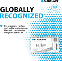 BLAUPUNKT AAA alkaline batteries, pack of 8, best for wall clocks, TV remote controls, LR03BPO/8CB