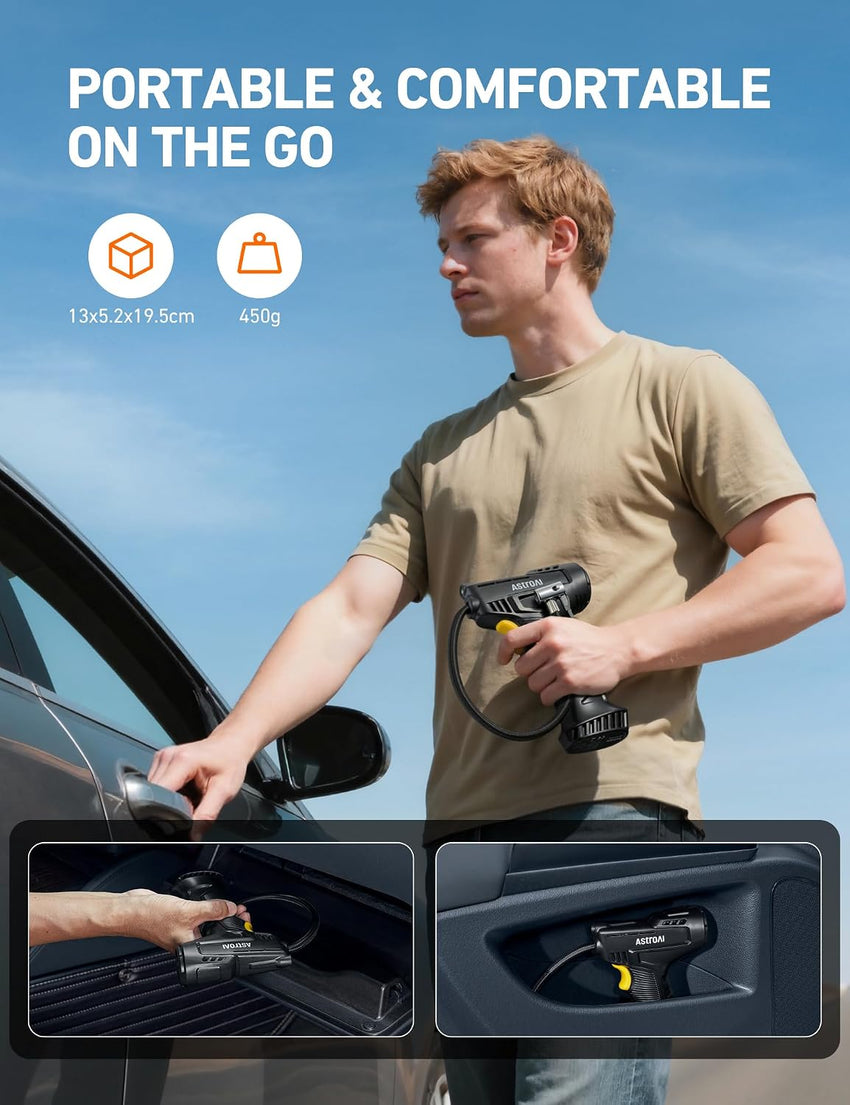 Cordless Tyre Inflator Air Compressor Handheld Pump with Torch 150PSI