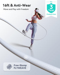 INIU VR Link Cable USB 3.0 16ft with Charging for Quest / Pico / PC VR â White