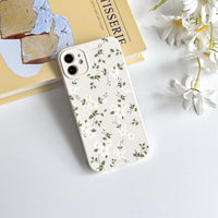 NITITOP Compatible with iPhone 12 Case Cute Flower Floral for Women Girl Full Camera Protective Vintage Trendy Slim Fit TPU Shockproof Cover - White