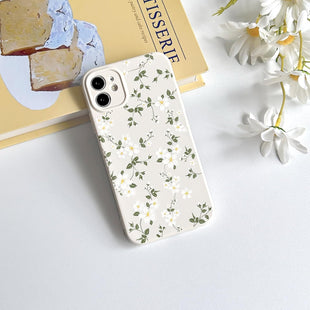 NITITOP Compatible with iPhone 12 Case Cute Flower Floral for Women Girl Full Camera Protective Vintage Trendy Slim Fit TPU Shockproof Cover - White
