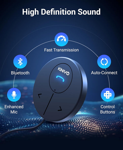 Kinivo BTC480 Hands-Free Bluetooth Car Kit (for Cars with 3.5mm Aux Input, Magnetic Mount, Dual-Port USB Charger, Multi-Point Connectivity)
