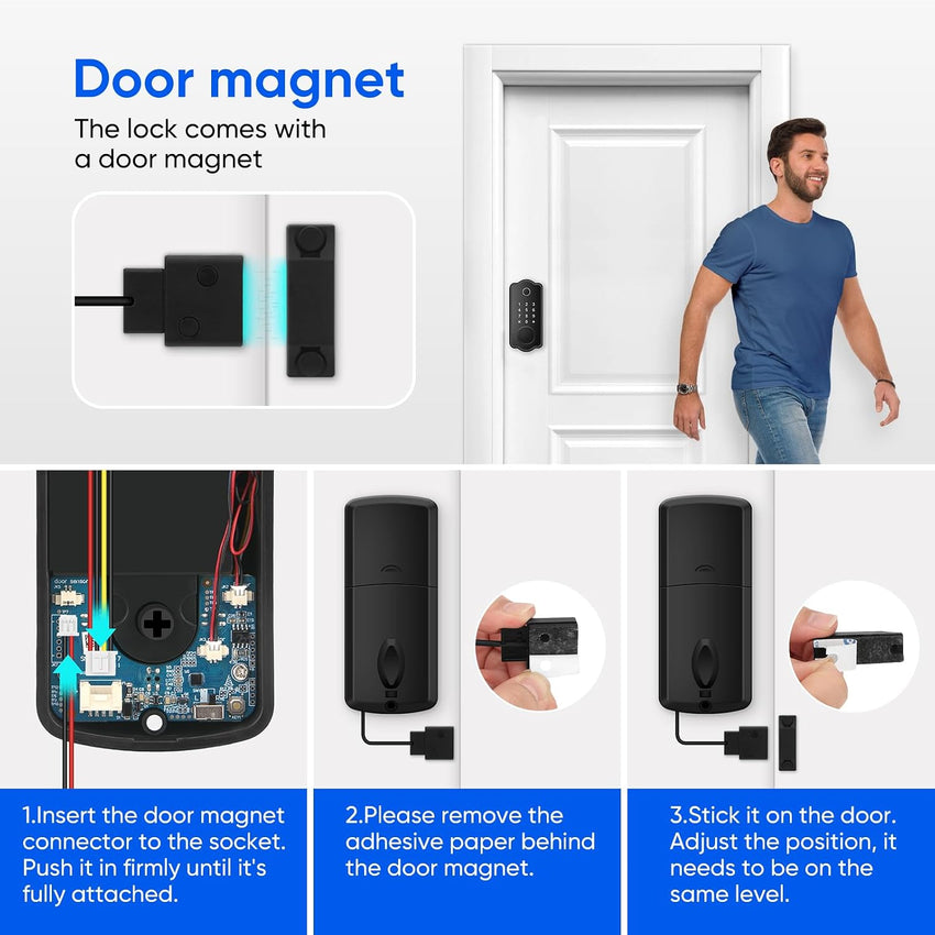 MYPIN Smart Door Lock, Fingerprint Door Lock, Keyless Smart Lock, Digital Door Lock, Smart Locks Front Door with App Control, Key, Card, Electronic Touch Keypad Locks for Doors Auto Lock Waterproof