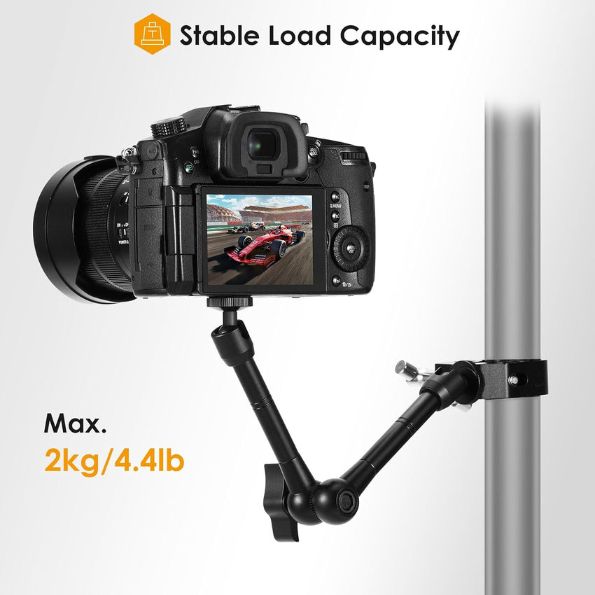 TARION Magic Arm with Super Clamp - Upgraded 11inch/28cm Flexible Camera Articulating Friction Arm Mount & Adjustable Crab Clamp with 1/4" 3/8" Thread Screw for LCD Monitor LED Lights Action Camera