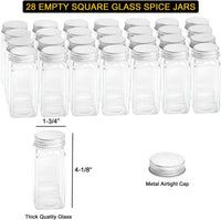 SpaceAid 4 Tier Spice Rack Organizer with 28 Spice Jars, 386 Spice Labels, Chalk Marker and Funnel Set for Cabinet, Countertop, Pantry, Cupboard or Door & Wall Mount