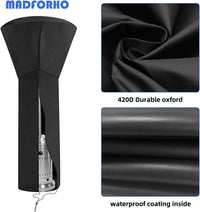 ANSTROUT 420D Patio Heater Cover, Waterproof with Zipper, Outdoor Propane Heater Cover for Any Season, Large Size: 89âH x 33âDx19âB (Black)