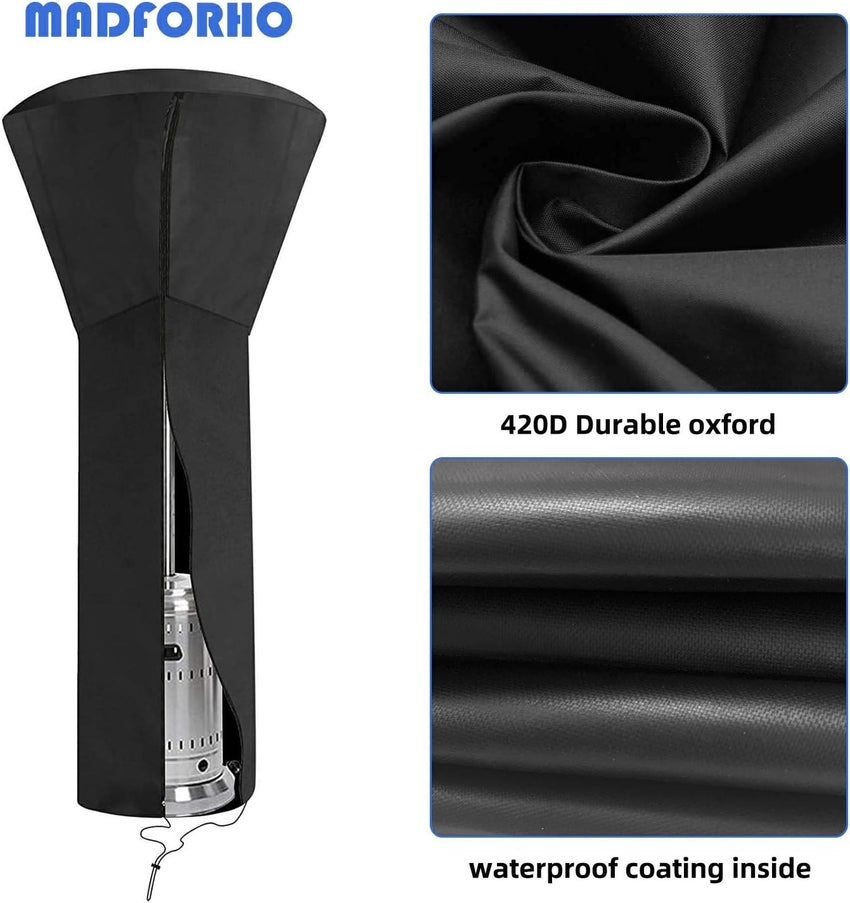 ANSTROUT 420D Patio Heater Cover, Waterproof with Zipper, Outdoor Propane Heater Cover for Any Season, Large Size: 89âH x 33âDx19âB (Black)