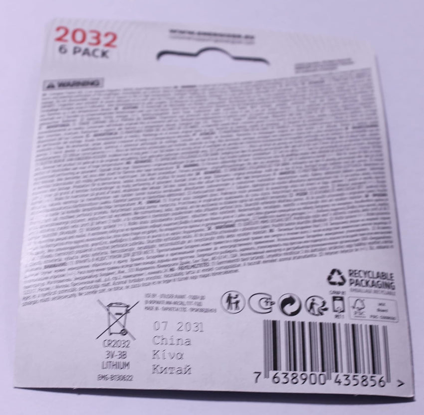 CR2032 6BL Energizer Batteries ECR2032
