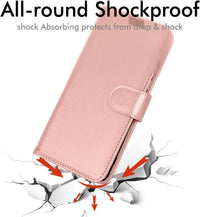 TECHGEAR iPhone 12 Pro Leather Wallet Case, Flip Protective Case Cover with Wallet Card Holder, Stand & Wrist Strap - Rose Gold PU Leather with Magnetic Closure for iPhone 12/12 Pro 6.1"