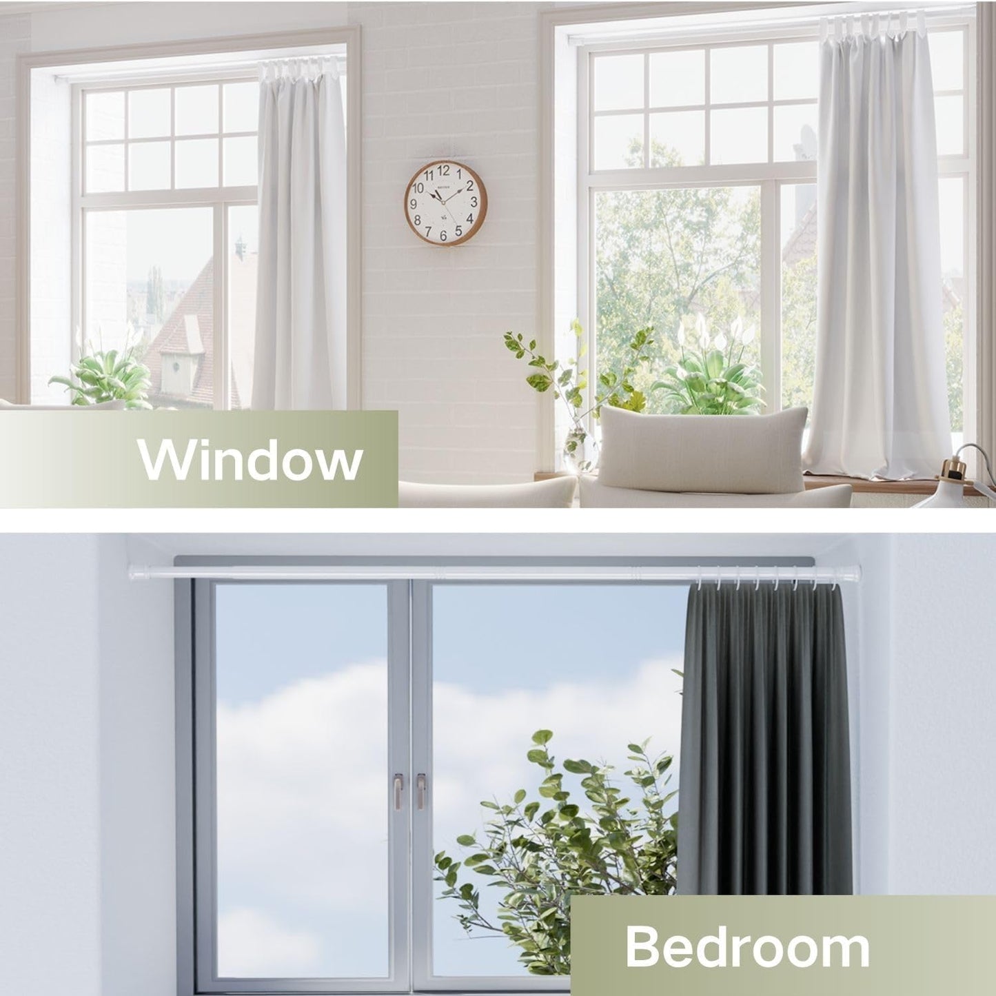 1PC Extendable Curtain Tension Pole No Drill Telescopic Shower Curtain Pole Adjustable Shower Curtain Rail for Eyelet Curtains, Bathroom, Bedroom (170-260CM/67-103Inc, White)