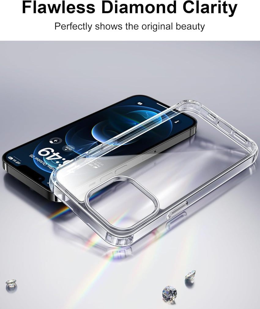 HOOMIL Case for iPhone 12 Pro Max, Non-Yellowing, Drop Protection, Anti-Scratch Transparent Hard Back Phone Cover - Crystal Clear