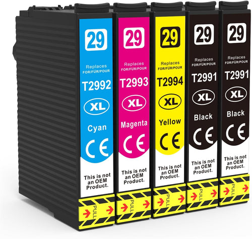 5 Pack 29XL Ink Cartridges Compatible for Epson 29 XL for Expression Home XP-352 XP-342 XP-335 XP-445 XP-442 XP-455 XP-235 XP-452 Printer