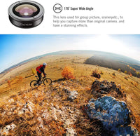 Apexel【Updated Version HD Phone Lens Kit-170°Super (Fisheye) Wide Angle,10X Macro Lens,110° Wide Angle2.0X Zoom Telephoto,195°Fisheye Lens for iPhone,Samsung and Most of Smartphone L-HB5V2