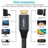 Twozoh 4K HDMI Cable 3M, High Speed HDMI 2.0 Cable, Braided HDMI to HDMI Lead Compatible with PS5, PS3, PS4, PC, Projector, HDTV, Xbox
