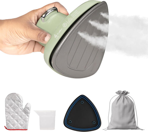 Travel Mini Steam Iron Portable Handheld Steamer for Clothes Quilting Sewing with Safety Gloves & Pouch â One Size