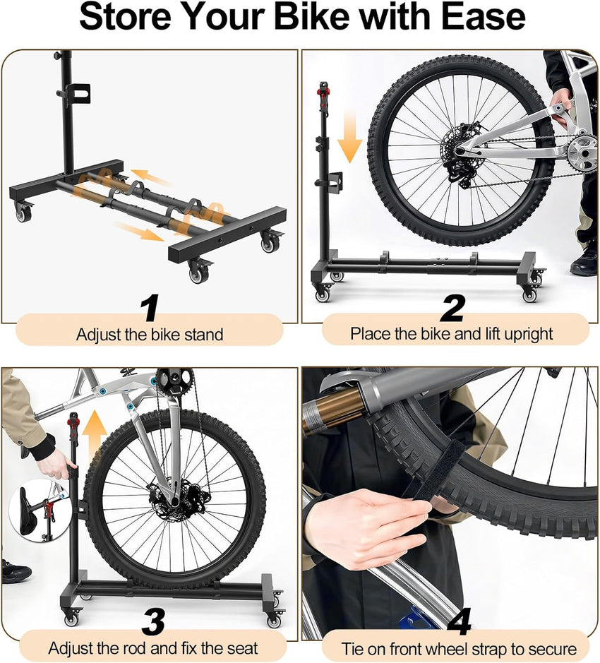 Vertical Bike Stand 360Â° Wheels Upright Storage 2 Pack up to 29in