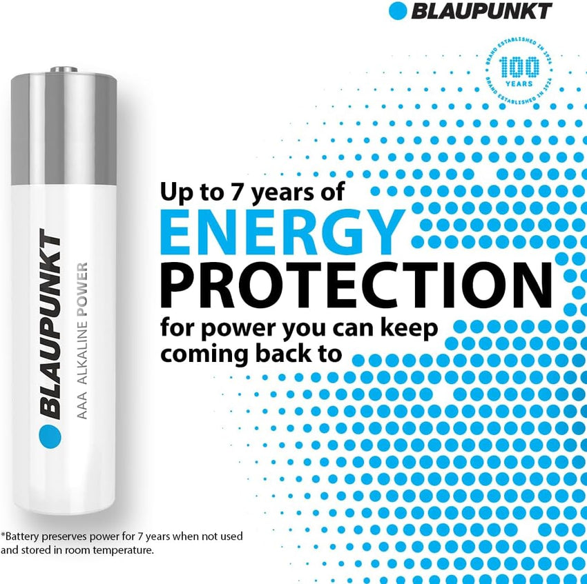 BLAUPUNKT AAA alkaline batteries, pack of 8, best for wall clocks, TV remote controls, LR03BPO/8CB