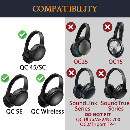 SOULWIT Cooling Gel Ear Pads Cushions Replacement for Bose QuietComfort 45 (QC45)/QuietComfort SE (QC SE)/New Quiet Comfort Wireless Over-Ear Headphones, Earpads with Ice Silk Fabric - Black