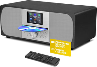 Lemega MSY6 Walnut CD Player With DAB+ and FM Radio | HIFI System | Bluetooth | Powerful Stereo System | Acoustic Wood Cabinet | 100W Speakers | 40 Presets | Headphone Jack